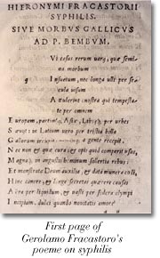 First page of Gerolamo Fracastoro poem on syphilis