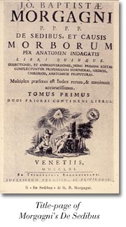 Title page of Morgagni's De Sedibus et causis morborum per anatomen indagatis